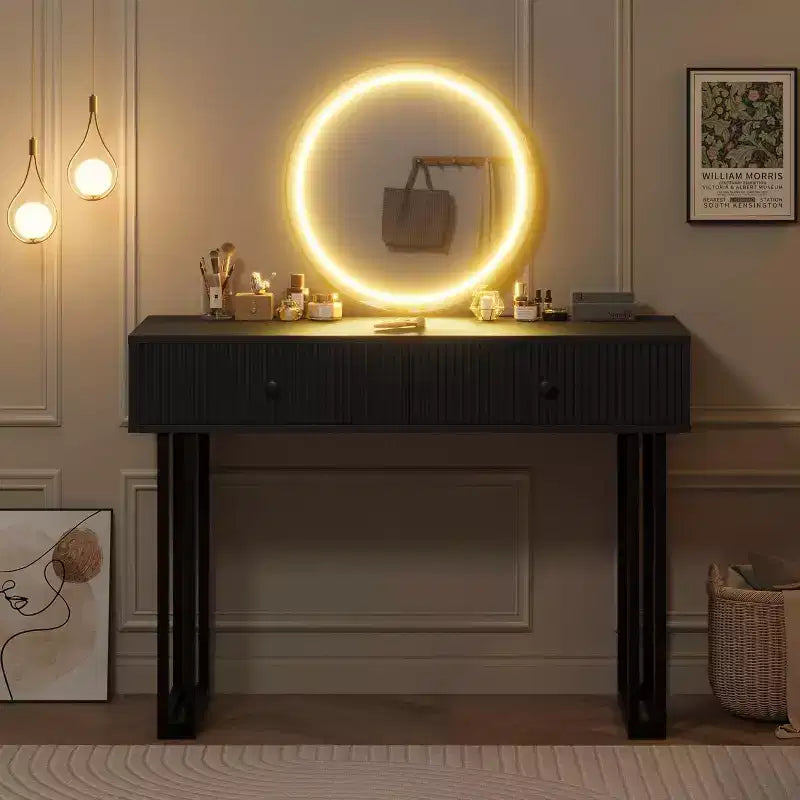 Coiffeuse avec miroir et lumières, Petite coiffeuse avec 2/5 tiroirs