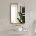 Gold Metal Framed Rectangular Bathroom Wall Mirror - Stylish &amp; Durable