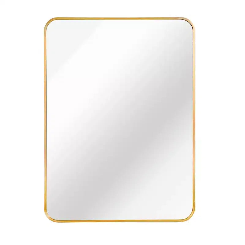 Miroir mural rectangulaire de salle de bain à cadre en métal doré