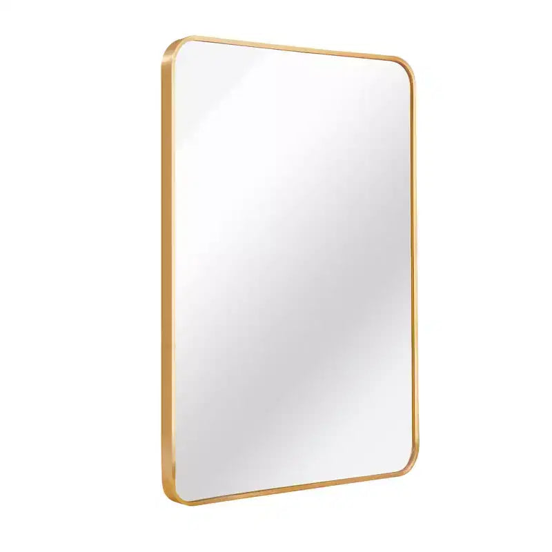 Miroir mural rectangulaire de salle de bain à cadre en métal doré