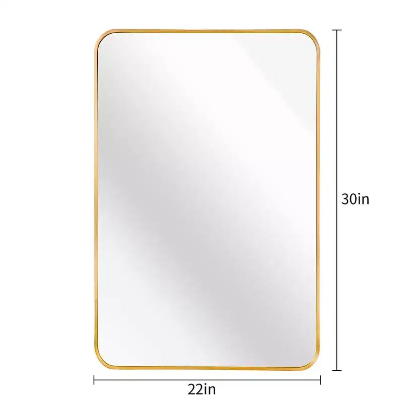 Miroir mural rectangulaire de salle de bain à cadre en métal doré
