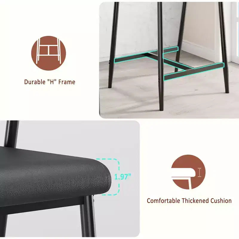 Tabourets de bar hauteur comptoir avec accoudoirs, repose-pieds et dossier en bois