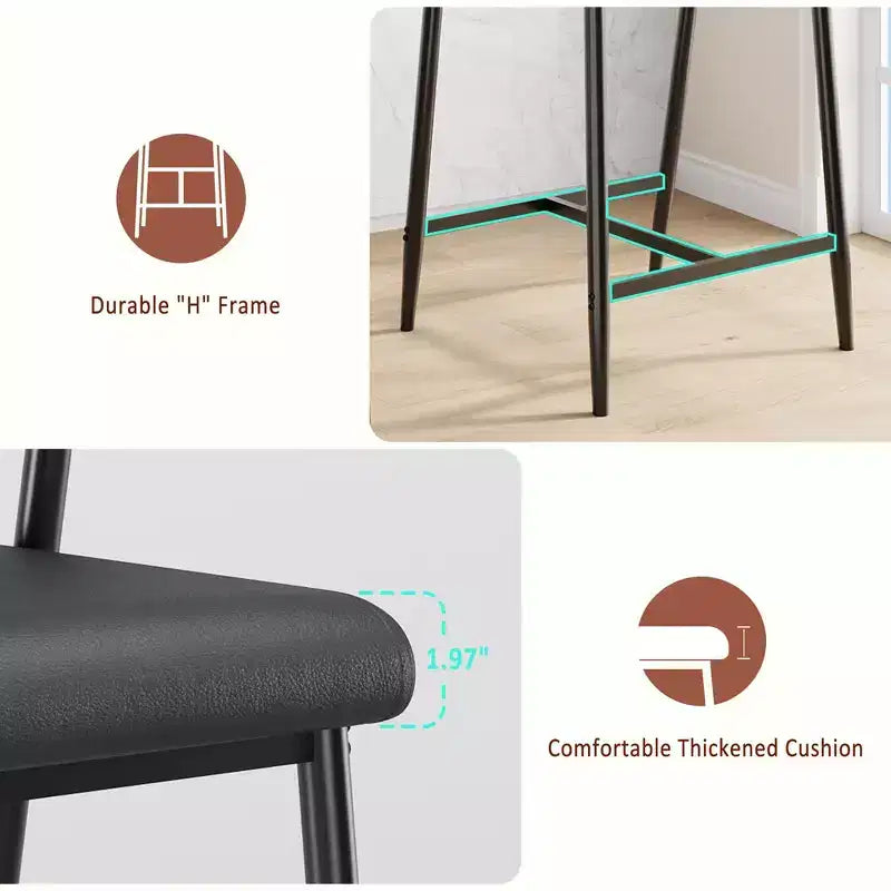 Tabourets de bar hauteur comptoir avec accoudoirs, repose-pieds et dossier en bois