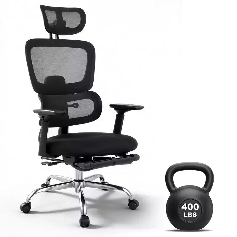 Ergonomic Mesh Gaming Chair with 4D Turn Over-Style-Up Arms, 3D Headrest, Office Chair with Adjustable Lumbar &amp; Leg Support