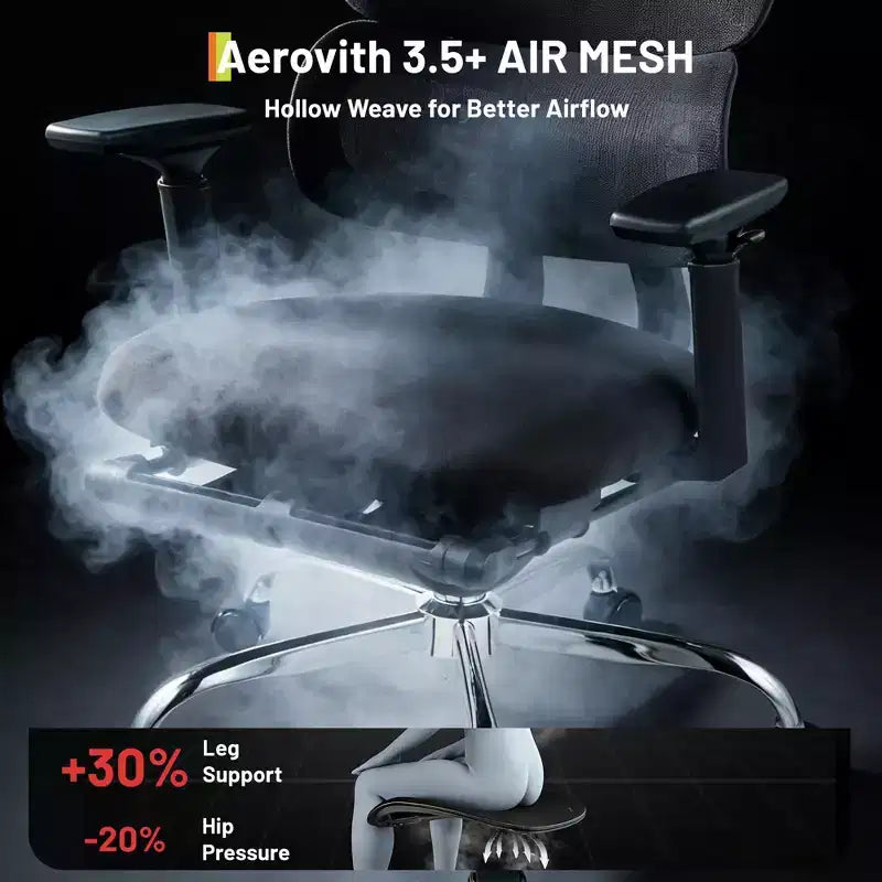 Fauteuil de jeu ergonomique en maille avec accoudoirs 4D pivotants