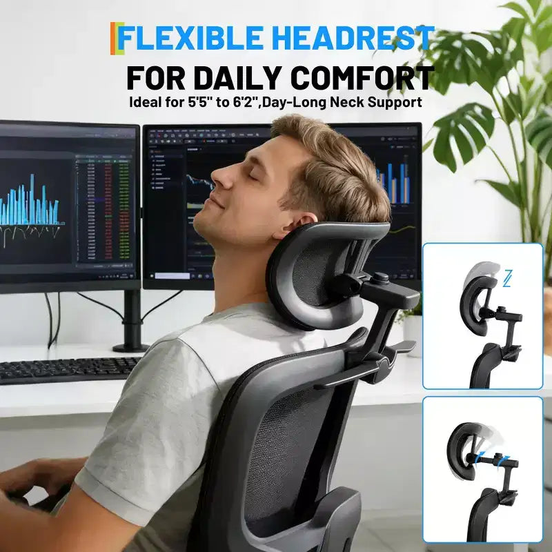 Fauteuil de jeu ergonomique en maille avec accoudoirs 4D pivotants