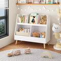 Bibliothèque pour enfants à 5 compartiments, organisateur de jouets, étagère de rangement en bois blanc à 2 niveaux