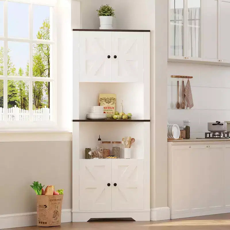Meuble d'angle de rangement, Petit meuble d'angle de sol de ferme avec porte