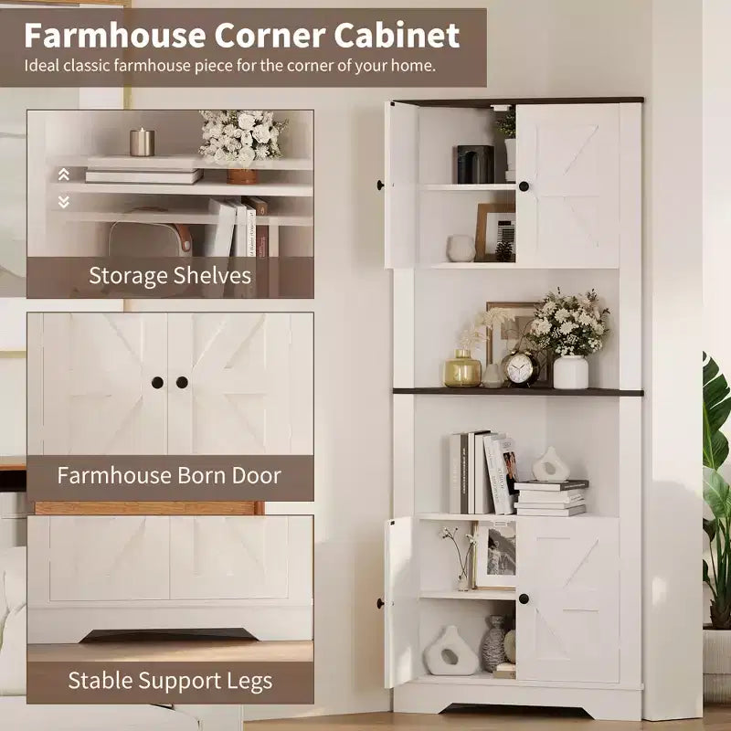 Meuble d'angle de rangement, Petit meuble d'angle de sol de ferme avec porte