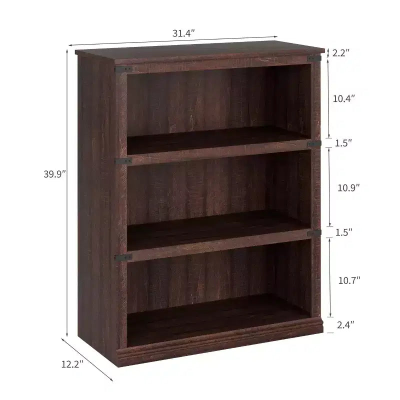 Étagère Bibliothèque de Ferme Rustique en Bois avec Étagères de Rangement Ouvertes