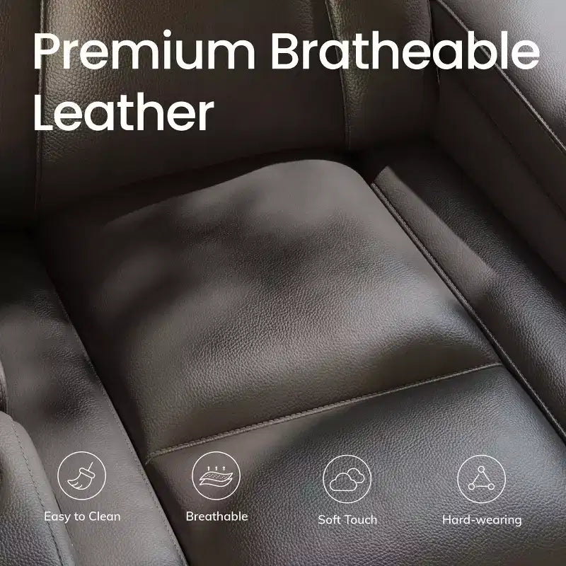 Fauteuil inclinable électrique avec LED 7 couleurs, cuir véritable