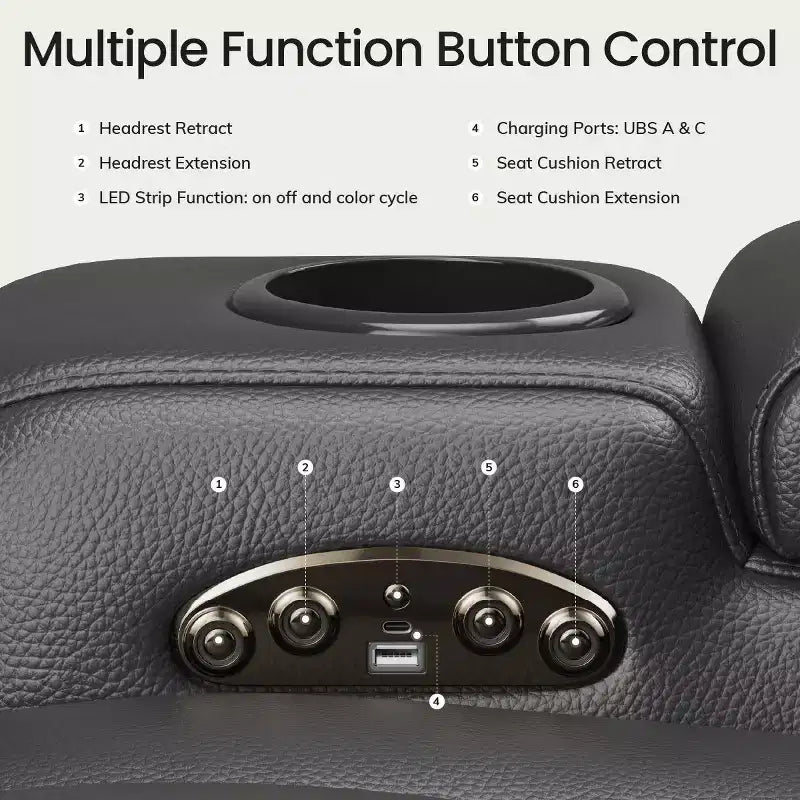 Fauteuil inclinable électrique avec LED 7 couleurs, cuir véritable