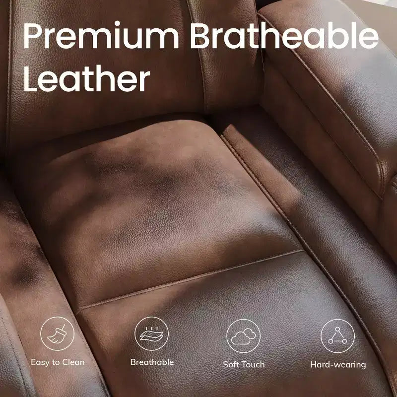 Fauteuil inclinable électrique avec LED 7 couleurs, cuir véritable