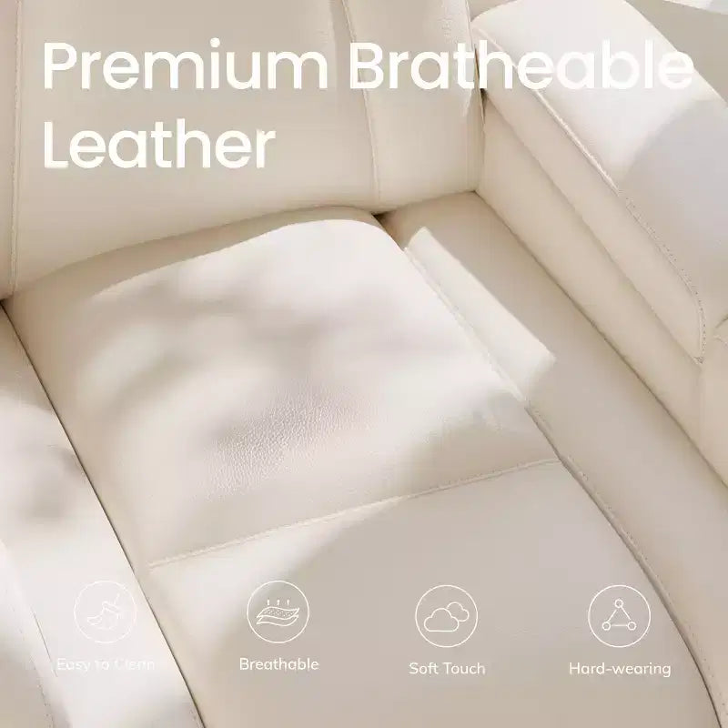 Fauteuil inclinable électrique avec LED 7 couleurs, cuir véritable