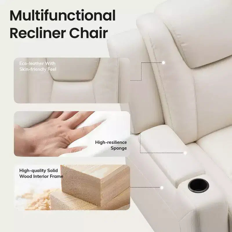 Fauteuil inclinable électrique avec LED 7 couleurs, cuir véritable
