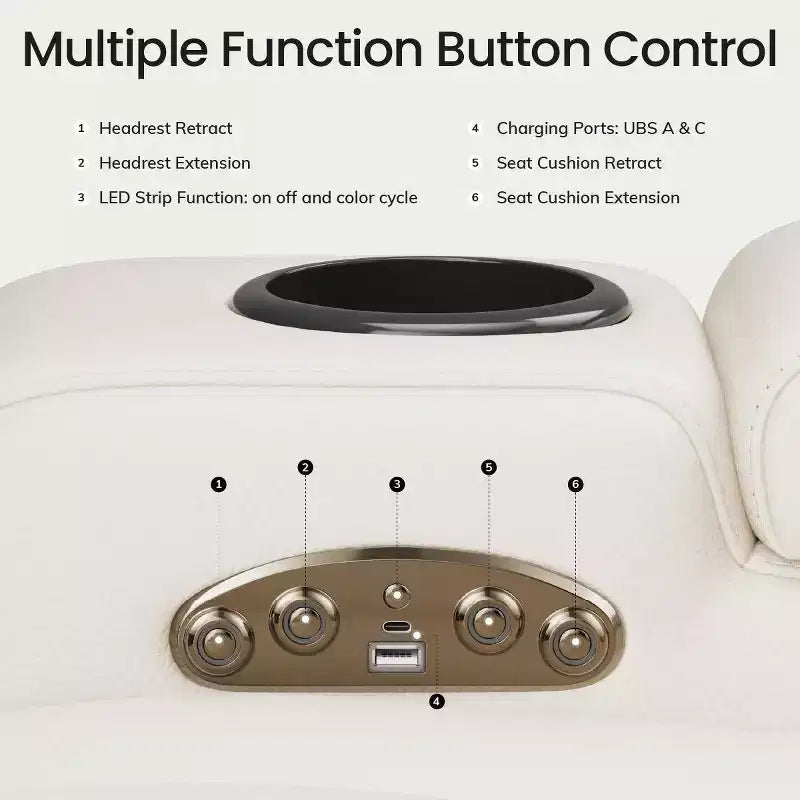 Fauteuil inclinable électrique avec LED 7 couleurs, cuir véritable