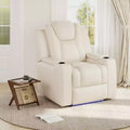 Electric Recliner Chair with 7-Color LED, Genuine Leather, Dual Motor &amp; Hidden Storage for Living Room, Study, or Bedroom