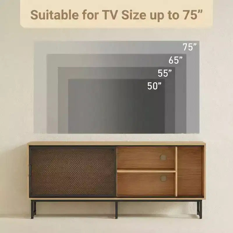 Meuble TV de ferme pour téléviseurs de 65/75 pouces, meuble de divertissement