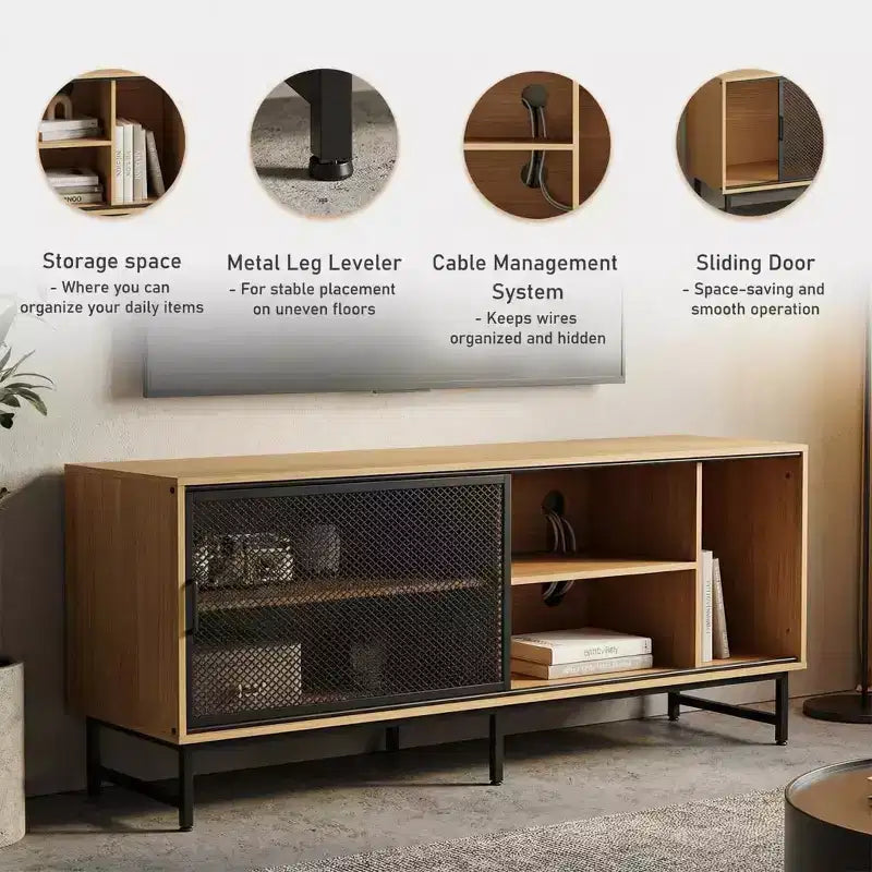 Meuble TV de ferme pour téléviseurs de 65/75 pouces, meuble de divertissement