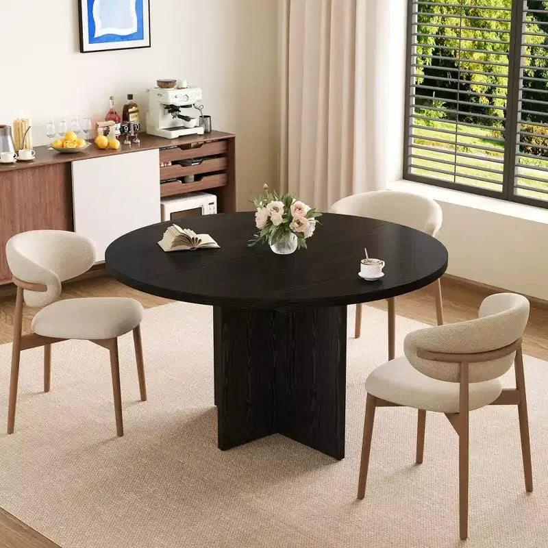 Table de salle à manger pour 4-8 personnes, Table à manger ovale de cuisine moderne avec rallonges amovibles