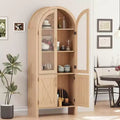 Meuble de Rangement en Bois Moderne avec Portes Vitrées, Vitrine Bombée de 60 pouces