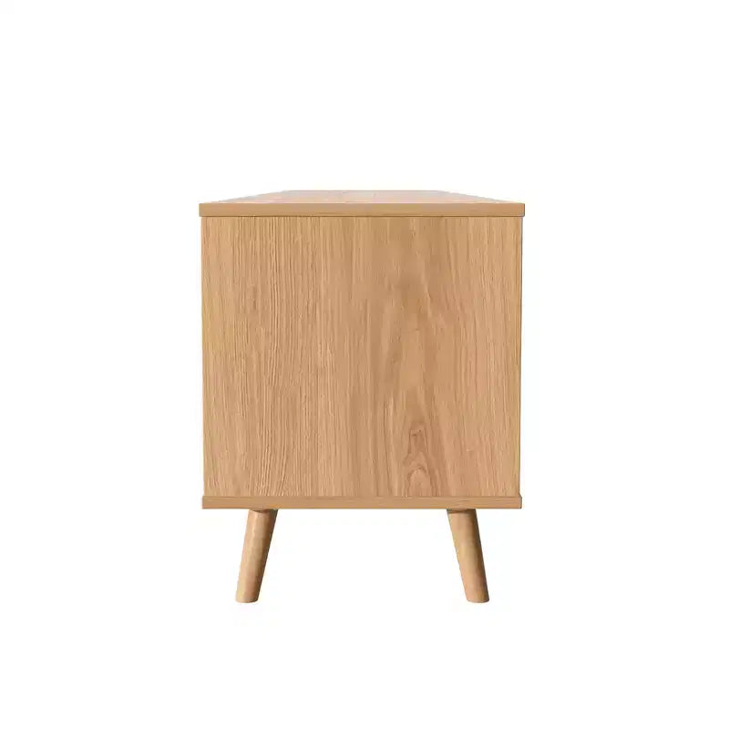 Meuble TV en rotin pour téléviseurs jusqu'à 90", console média de style ferme moderne