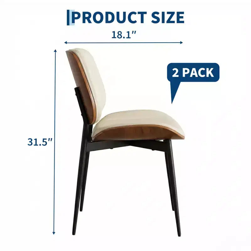 Chaises de salle à manger modernes du milieu du siècle Shell Back, chaises d'appoint rembourrées en cuir PU
