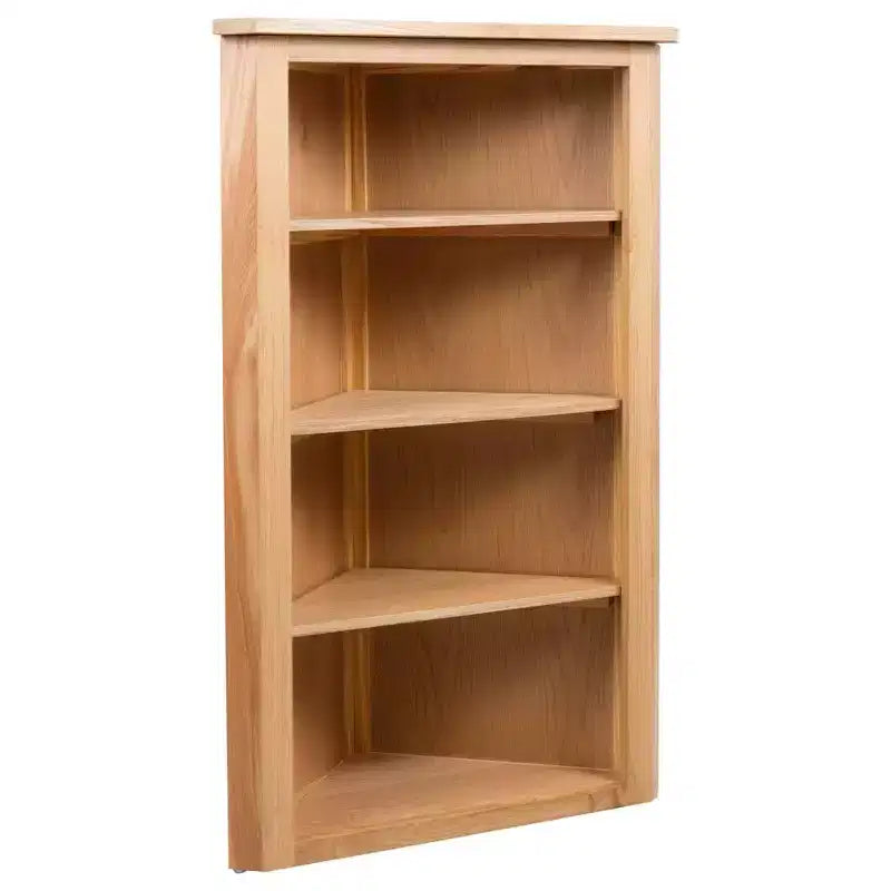 Étagère d'angle Chêne massif marron et MDF avec placage de chêne