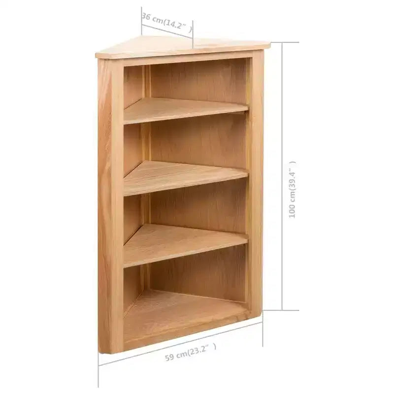Étagère d'angle Chêne massif marron et MDF avec placage de chêne